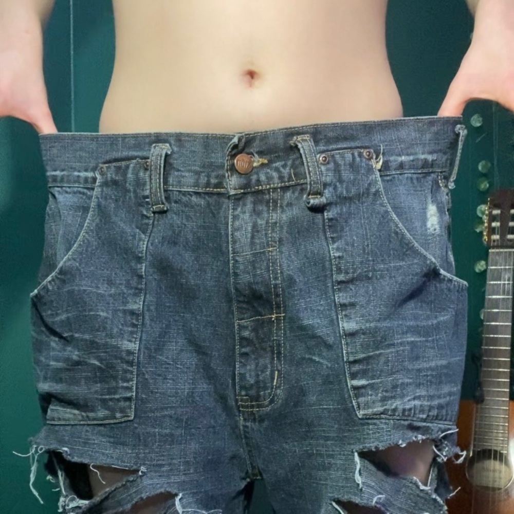 SOLD - APOCALYPSE Extremely Distressed Baggy 6 Pocket Denim Jeans D.I.Y - Picture 8 of 10